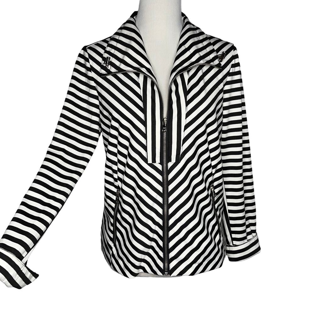 Erin London Striped Flip Cuff Jacket Med